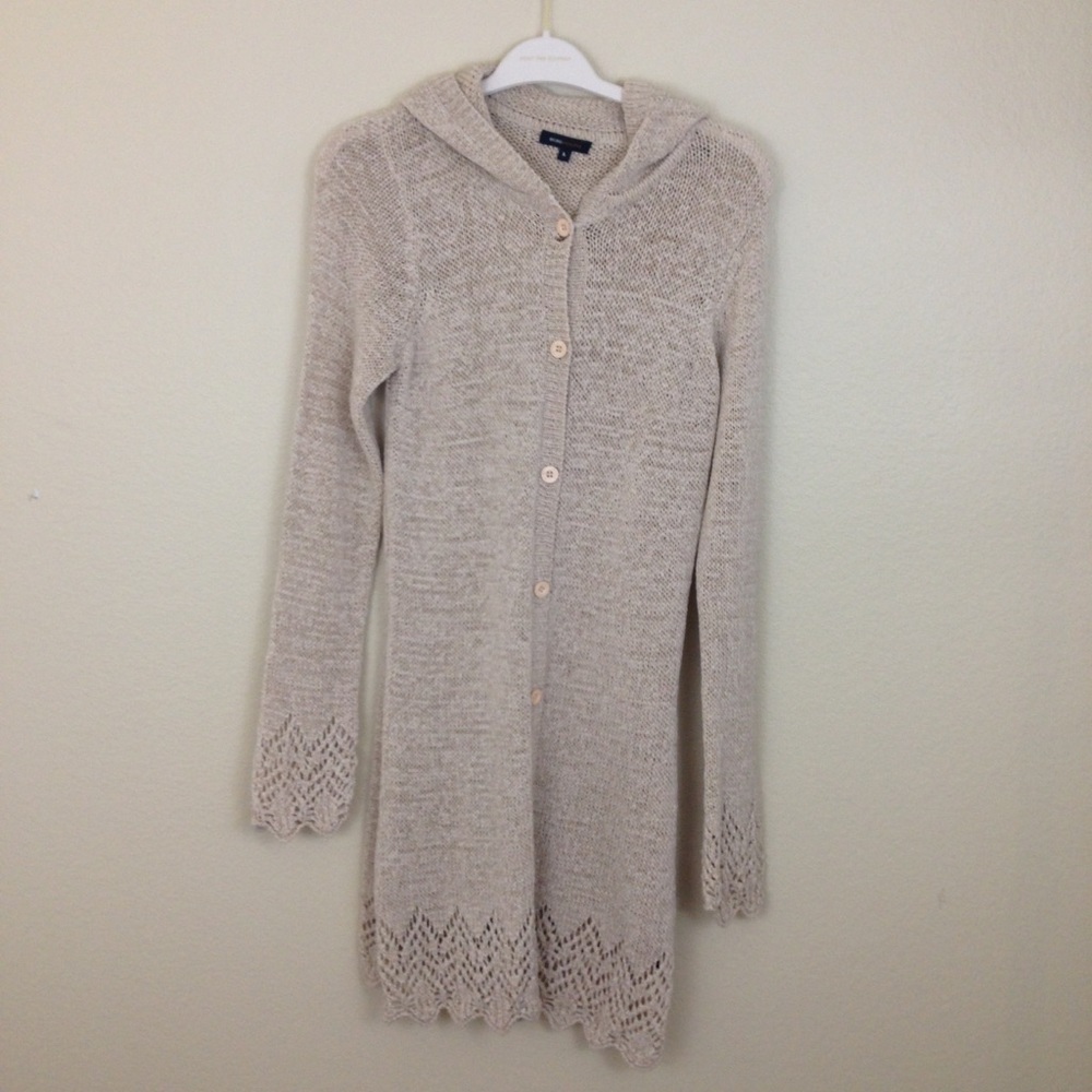 Beige/Cream BCBG Maxazria Sweater Coat with hood